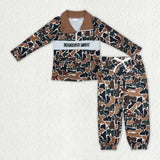 Matching Baby Boys camo long Sleeve Pants zipper outfits Sets