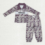 Matching Baby Boys camo long Sleeve Pants zipper outfits Sets
