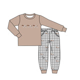 4.16 Pre-order BLP1428 boys puppy long sleeve checkered pant outfits