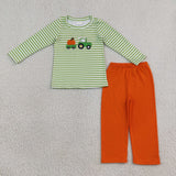 BLP1441 toddler boy clothes pumpkin embroidery boy fall outfit