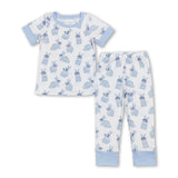 Matching Baby girls boys pink blue bunny short sleeve pajamas clothing