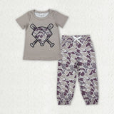Matching Baby boys baseball short sleeves camo outfits