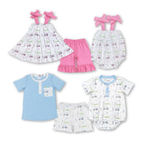 Matching Baby girls pink blue golf car clothing