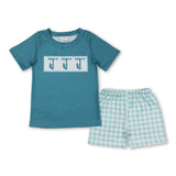 Matching Baby girls boys lineman plaid outfits