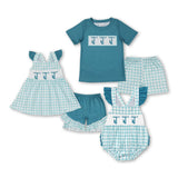 Matching Baby girls boys lineman plaid outfits