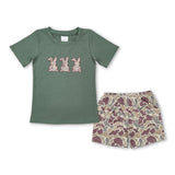 Matching Baby girls boys camo bunny outfits embroidery