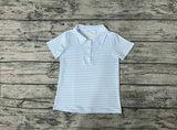 Short sleeves light blue stripe kids boys polo shirt