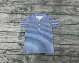 Short sleeves blue stripe kids boys polo shirt