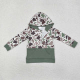 BT0914 long sleeve hunting green zipper pullover