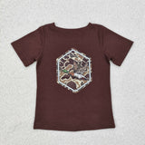 BT1090 Boys brown vinyl duck short sleeve shirt top