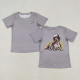 BT1149 baby boys grey dog short sleeves shirt top