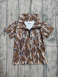 Pre-order BT1720 Boys camo short sleeve zipper shirt  top