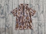Pre-order BT1720 Boys camo short sleeve zipper shirt  top