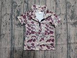 Pre-order BT1721 Boys camo short sleeve zipper shirt  top