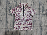 Pre-order BT1721 Boys camo short sleeve zipper shirt  top