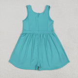 SR3023 baby girls blue green sleeveless Jumpsuit  yoga