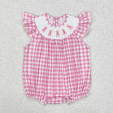SR2215  baby smocked Easter bubby pink plaid bubble