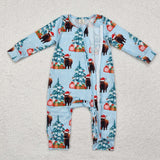 LR1459  long sleeves Christmas highland cow bamboo sleeper
