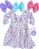 long sleeve Halloween ghost purple dress