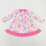 GLD0497---dog pink long sleeve dress