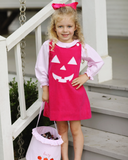 GLD0576  embroidery Halloween 2 pink suspenders dress outfits