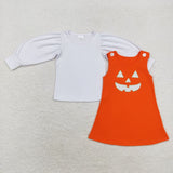 GLD0807  embroidery Halloween 2 orange  suspenders dress outfits