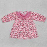 GLD0990  long sleeve embroidered SMOCKED mama's bestie dress
