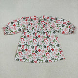 GLD1094 baby girls MERRY Christmas red green bow dress  smocked