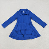 GLD1144 girls long sleeve zipper blue Dress yoga