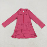 GLD1146 girls long sleeve zipper rose Dress yoga