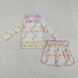 GLD1334  Girls Mardi Gras zipper skirt outfits