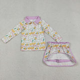 GLD1334  Girls Mardi Gras zipper skirt outfits