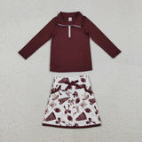 GLD1384 baby girls CHEER red skirt zip long sleeve Outfits yoga