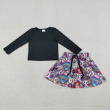 GLD1425 girls black long sleeve kpop skirt outfits