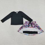 GLD1425 girls black long sleeve kpop skirt outfits