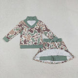 GLD1477 girls duck camo long sleeve skirt outfits