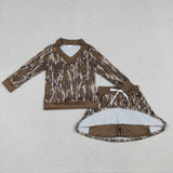 GLD1478 girls camo long sleeve skirt outfits