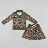 GLD1479  girls camo long sleeve skirt outfits
