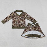 GLD1479  girls camo long sleeve skirt outfits