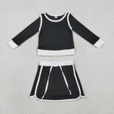 GLD1481 baby girls black long sleeve skirt Outfits yoga