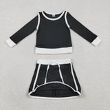 GLD1481 baby girls black long sleeve skirt Outfits yoga