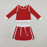 GLD1482 baby girls red long sleeve skirt Outfits yoga