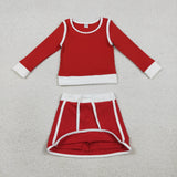 GLD1482 baby girls red long sleeve skirt Outfits yoga