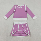 GLD1484 baby girls purple long sleeve skirt Outfits yoga