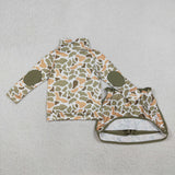 GLD1545  girls camo long sleeve zipper skirt outfits