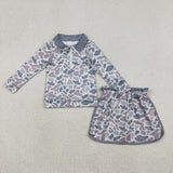 GLD1548  girls camo gray long sleeve zipper skirt outfits