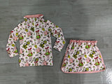 Pre-order GLD1610 Girls Christmas cartoon zipper pink long sleeve skirt  Outfits