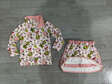 Pre-order GLD1610 Girls Christmas cartoon zipper pink long sleeve skirt  Outfits