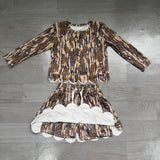 Pre-order GLD1615 Girls camo long sleeve scalloped skirt Outfits