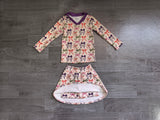 Pre-order GLD1632 Girls colorful bow long sleeve skirt Outfits yoga